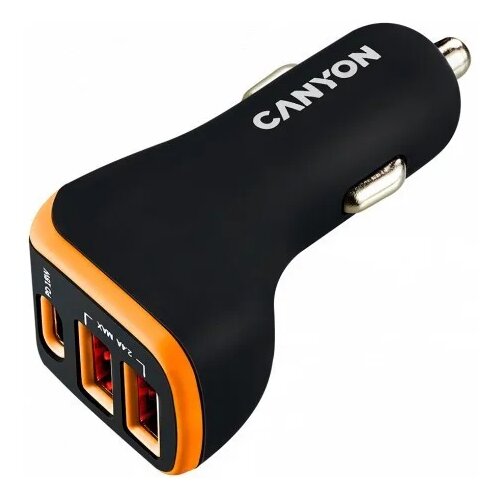 Canyon Universal 3xUSB car adapter Black+Orange CCA08BO Slike