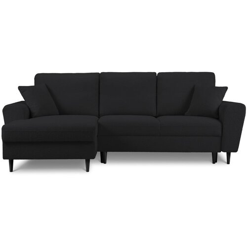 Cosmopolitan Design Crna sklopiva/s prostorom za odlaganje kutna garnitura od boucl&amp;eacute; tkanine (s lijevim kutom/s ležaljkom) Kyoto &amp;ndash; Slike
