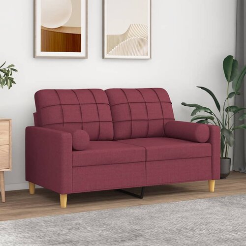 vidaXL Kavč dvosed z blazinami vinsko rdeč 120 cm blago Cene