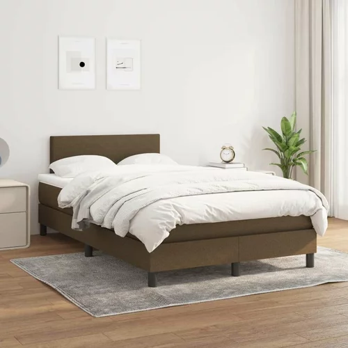  Krevet s oprugama i madracem tamnosmeđi 120 x 200 cm od tkanine