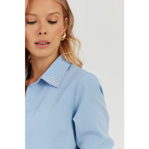 Cool & Sexy Women's Blue Stone Detailed Shirt