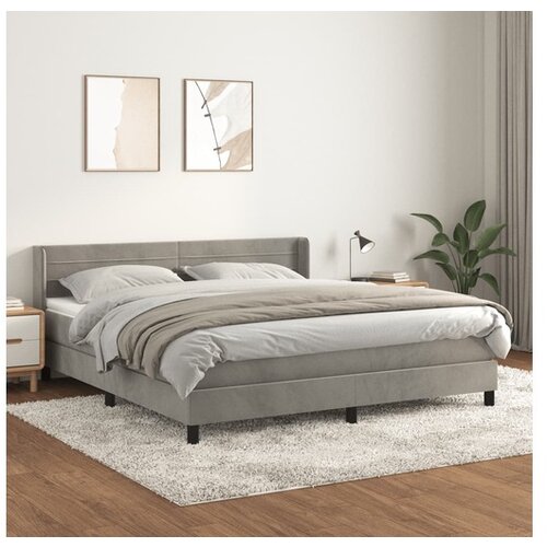  Box spring postelja z vzmetnico svetlo siva 160x200 cm žamet Cene