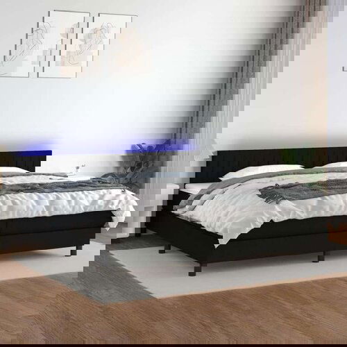  Box spring s madracem LED crni 200x200 cm od tkanine Cijene