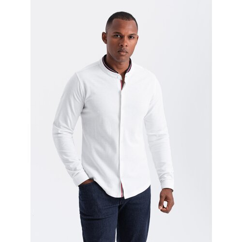 Ombre Men's SLIM FIT shirt in decorative fabric - blue Cene