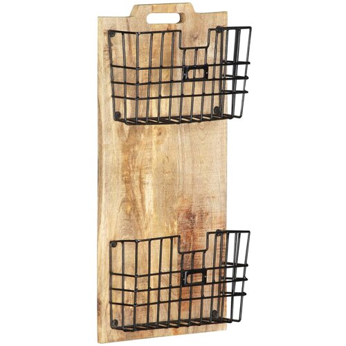  Zidni stalak za časopise 33x10x67 cm masivno grubo drvo manga Slike