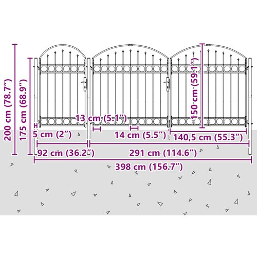  Vrata Ograde za Vrt s Arhivnim Vrh ASSEN 200 x 400 cm Čelik Slike