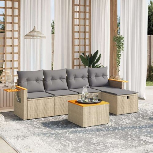  6-dijelni set vrtnih sofa s jastucima bež od poliratana Cijene