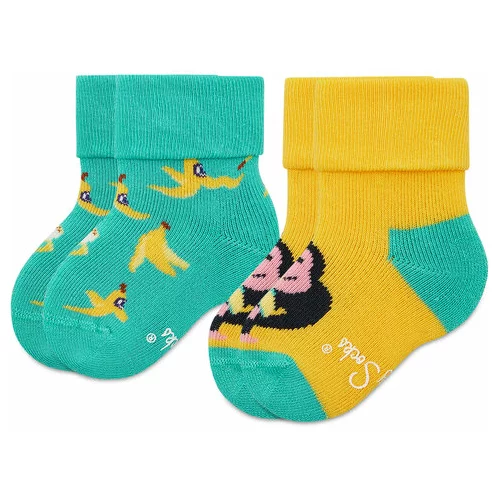 Happy Socks Set 2 parov otroških visokih nogavic KMNB45-7000 Zelena