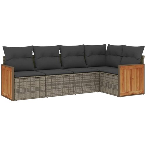 Maison Chic Seti vrtnega pohi&amp;scaron;tva - Vrtna garnitura - Vrtni pohi&amp;scaron;tvo set 5-delna z blazinami siv poli ratan, (21816498) Slike