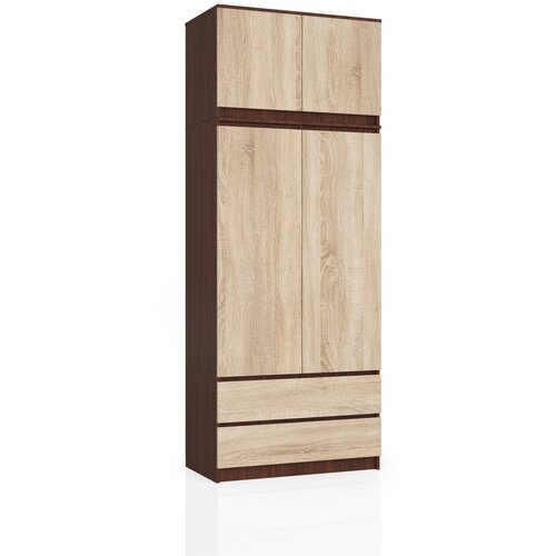 AKORD Garderobna Omara Z Nadgradnjo, 2 Vrata In 2 Predala, Wenge/Hrast Sonoma, (5000331746) Cene