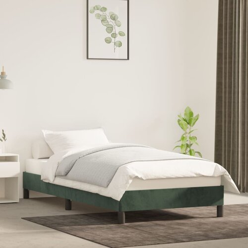 VidaXL Posteljni okvir temno zelen 90x190 cm žamet Slike