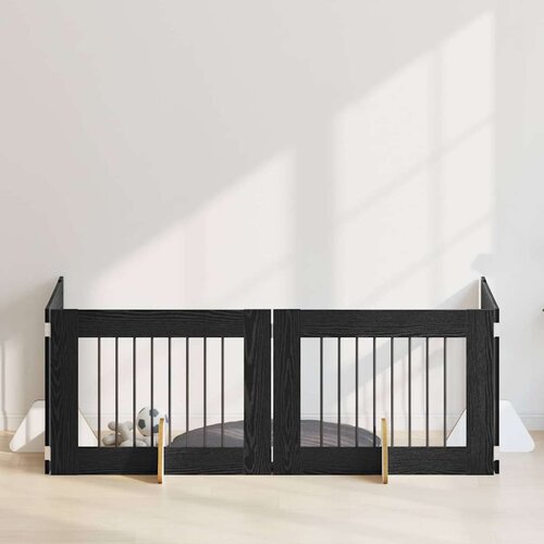  Vrata za pse z stojali 4 pcs Črni hrast 80 x 60 cm, (5000232711) Cene