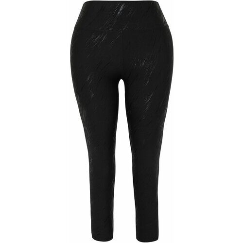 Trendyol Curve Black Printed Knitted Plus Size Leggings Cene