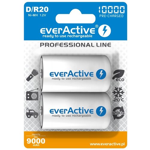 EverActive Rechargeable Batteries R20 /D Ni-MH 10000 mAh ready to use Cijene