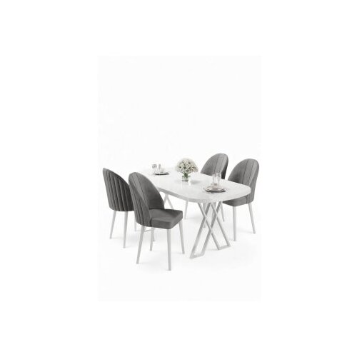 Hanah home trpezarijski set, 5 dijelova, siva Cene