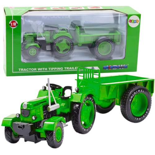  Metal Farm Tractor With Trailer Green 1:18 Cene