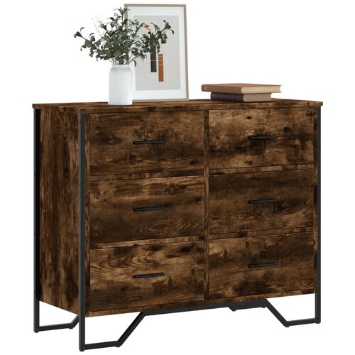 VidaXL Komoda boja dimljenog hrasta 91x35,5x74,5 cm konstruirano drvo Slike