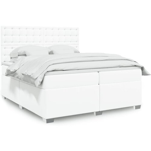 vidaXL Box spring postelja z vzmetnico bela 200x200 cm umetno usnje Cene
