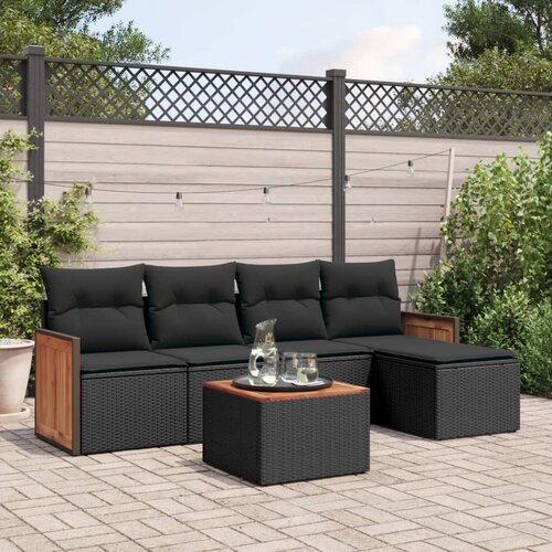 vidaXL 6-dijelni set vrtnih sofa s jastucima crni od poliratana Cijene
