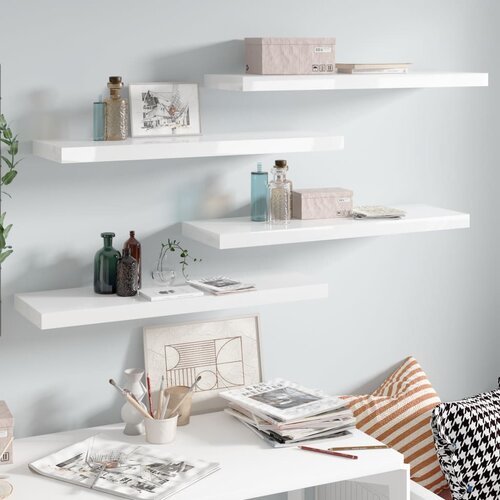 VidaXL plutajuće zidne police 4 kom sjajne bijele 80x23,5x3,8 cm MDF Slike