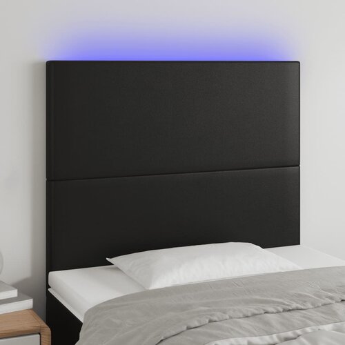 vidaXL LED posteljno vzglavje črno 80x5x118/128 cm umetno usnje Cene