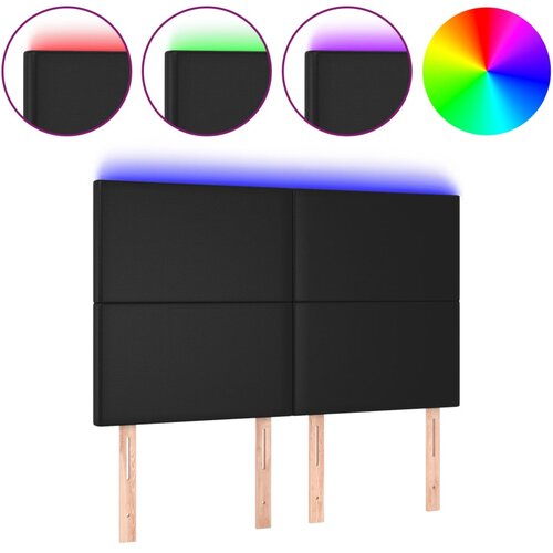 Maison Chic led posteljno vzglavje - vzglavna omarica - nočna omarica črno 144x5x118/128 cm umetno usnje, (21710210) Cene