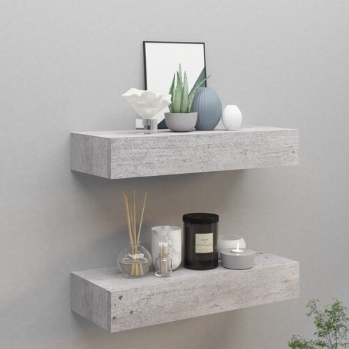  Zidne police s ladicama 2 kom boja betona 60 x 23,5 x 10 cm MDF Slike