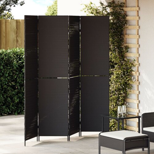 vidaXL Pregrada za prostore 4 Panele Zložljiva Črna 195x180 cm Poliratana Cene
