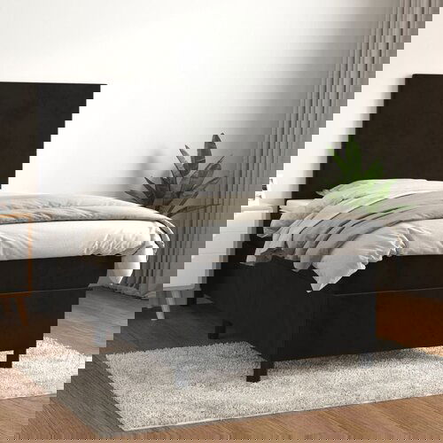 VidaXL Box spring krevet s madracem crni 90x200 cm bar&amp;scaron;unasti Slike