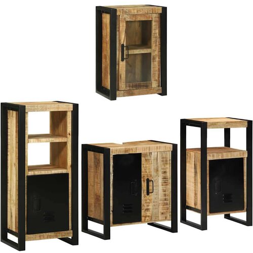 vidaXL Set namještaja za kupaonicu Zidne 4 pcs Smeđa Čvrsto drvo manga Cijene