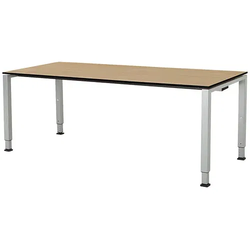 mauser Pravokotna miza, s kvadratnim podnožjem, VxŠxG 650 - 850 x 1800 x 800 mm, plošča s polnim jedrom, plošča imitacija javorja, ogrodje aluminijast