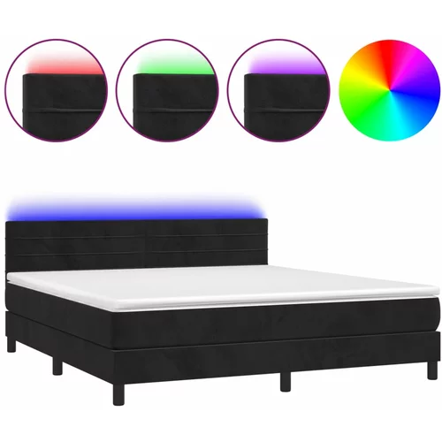 vidaXL Box spring postelja z vzmetnico LED črna 180x200 cm žamet, (20900710)