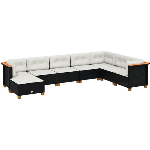  8-dijelni set vrtnih sofa od poliratana s jastucima crni Crna 63.5 x 56 x 32 cm Slike