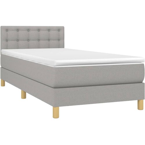  Krevet s oprugama i madracem svjetlosivi 100x200 cm od tkanine Slike
