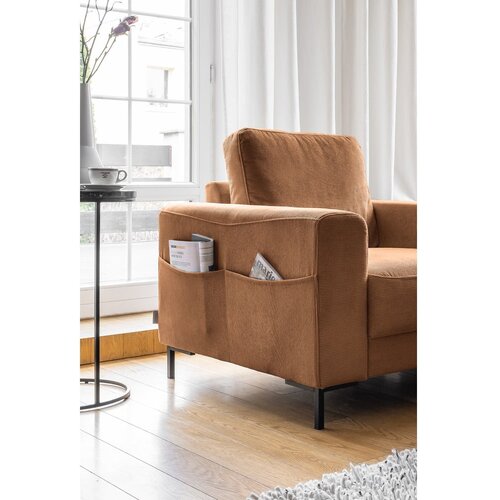 Miuform Oranžen/rjav fotelj iz rebrastega žameta Lofty Lilly &amp;ndash; Slike