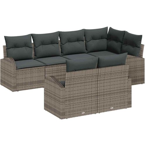 vidaXL Vrtna sedežna garnitura z blazino 7 pcs Siva poli ratan, (5000143343) Cene
