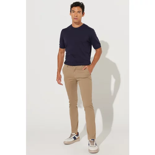 AC&Co / Altınyıldız Classics Men's Camel Canvas Slim Fit Slim Fit Side Pocket Flexible Chino Trousers