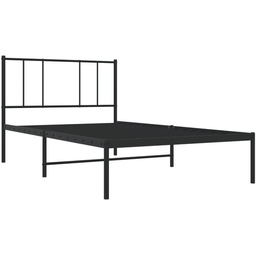  Metalni okvir za krevet s uzglavljem crni 100x200 cm Slike