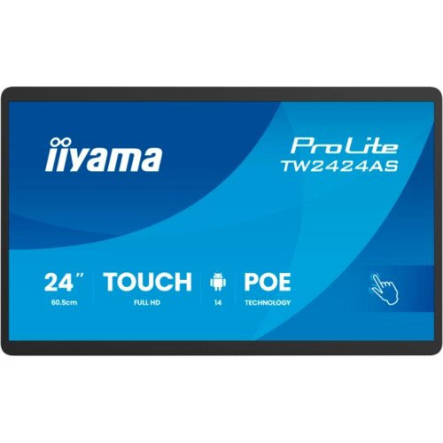 Iiyama DS Monitor TW2424AS-B3P 24" Full HD In-cell PCAP 10pt interactive Touch Panel PC with Android OS, IPS panel technology, anti glare coating, PoE Technology and iiSignage Cene