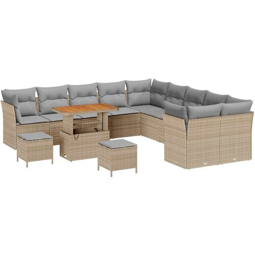 vidaXL Vrtna sedežna garnitura z blazino 13 pcs bež in svetlo siva, (5000134864) Cene