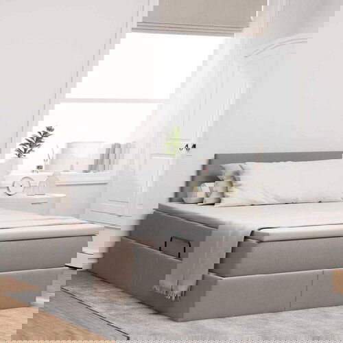 vidaXL Krevet S LED lampica s pohranom Sivo-smeđa 120 x 200 cm tkanina Cijene