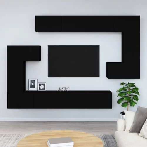 vidaXL Stenska TV omarica črna inženirski les