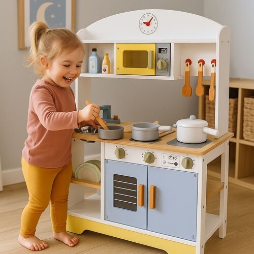  Dečija kuhinja – Rerna, mašina za pranje veša, mikrotalasna i 12 dodataka – ECOTOYS Cene