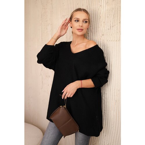 Kesi Włoski V-neck sweater black Cene