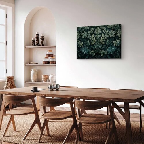  Slika - Dark Green Victorian Leaves: Botanical Carved Composition 90x60 Standard Slike