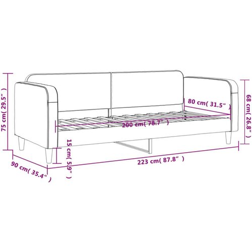  Dnevni krevet smeđesivi 80 x 200 cm od tkanine Slike