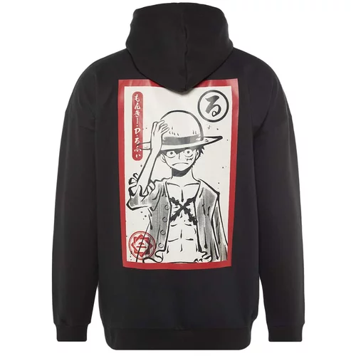 Trendyol Black Men's Oversize Fit Hooded One Piece Licensed Sweatshirt