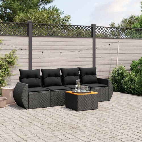  5-dijelna vrtna garnitura od poliratana s jastucima crna 70 x 62 x 69 cm Cene
