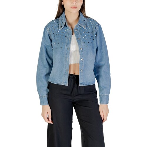Only Srajce & Bluze Onlmaggiemay Ls Rhinestone Dnm Shirt Mae 15341749 Modra Cene