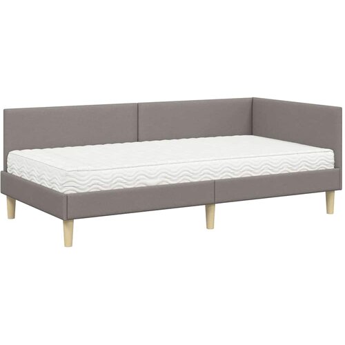 Kutni krevetni okvir s madracem Ostalo 2 pcs Sivo-smeđa tkanina Slike